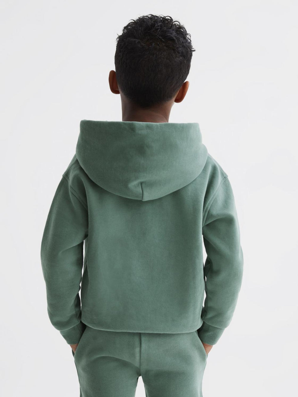 Reiss Co-Ords | Alexander Oversized Cotton Jersey Hoodie Fern Green - Children