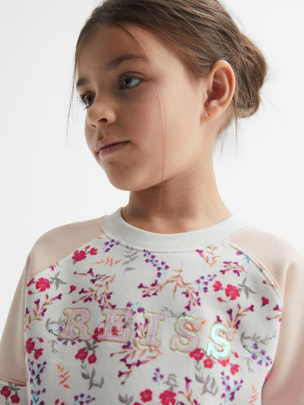 Reiss Co-Ords | Billy Floral Printed Crew Neck Jumper Pink Print - Children