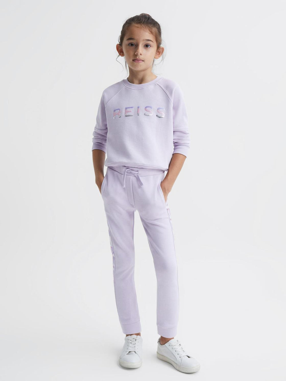 Reiss Co-Ords | Bryony Sequin Crew Neck Jumper Lilac - Children