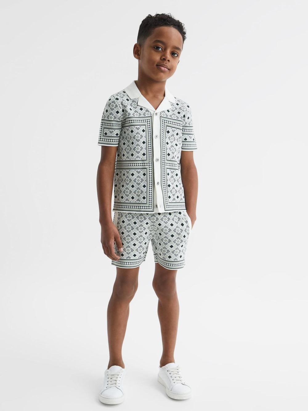 Reiss Co-Ords | Charmer Short Sleeve Cuban Abs Polo Shirt Sage - Children