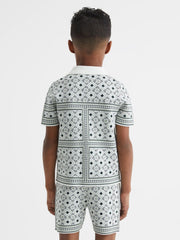 Reiss Co-Ords | Charmer Short Sleeve Cuban Abs Polo Shirt Sage - Children