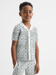 Reiss Co-Ords | Charmer Short Sleeve Cuban Abs Polo Shirt Sage - Children