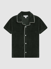 Reiss Co-Ords | Defoe Towelling Cuban Collar Shirt Green - Children
