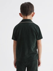 Reiss Co-Ords | Defoe Towelling Cuban Collar Shirt Green - Children