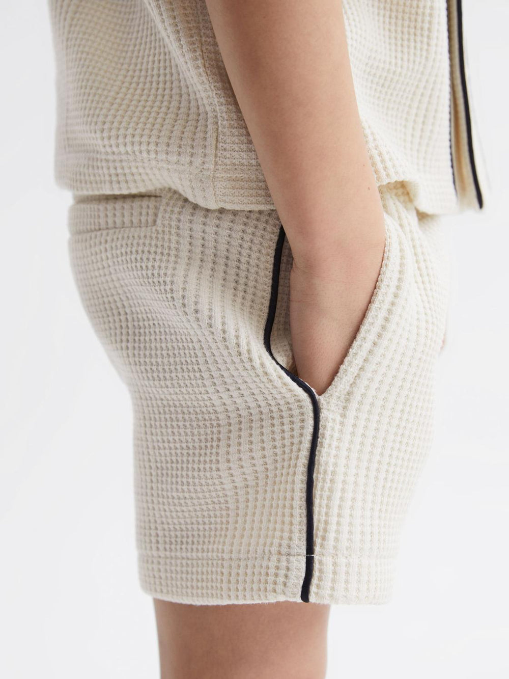 Reiss Co-Ords | Dexter Textured Drawstring Shorts Ecru - Children