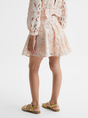 Reiss Co-Ords | Nella High Rise Lace Skirt Pink - Children