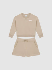 Reiss Co-Ords | Nina Floral Print Set - Sweatshirt And Shorts Camel - Children