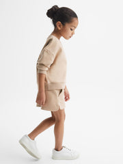 Reiss Co-Ords | Nina Floral Print Set - Sweatshirt And Shorts Camel - Children