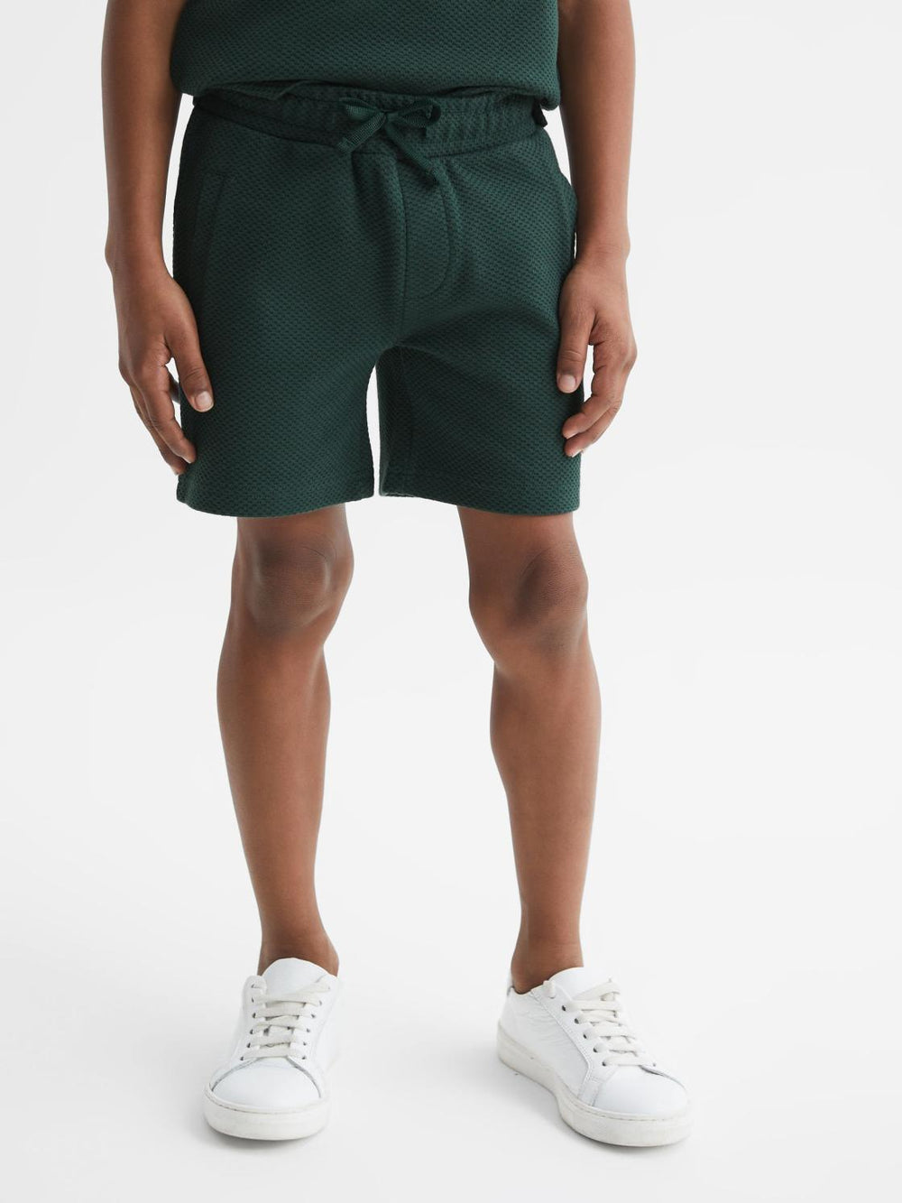 Reiss Co-Ords | Robin Slim Fit Textured Drawstring Shorts Airforce Blue - Children