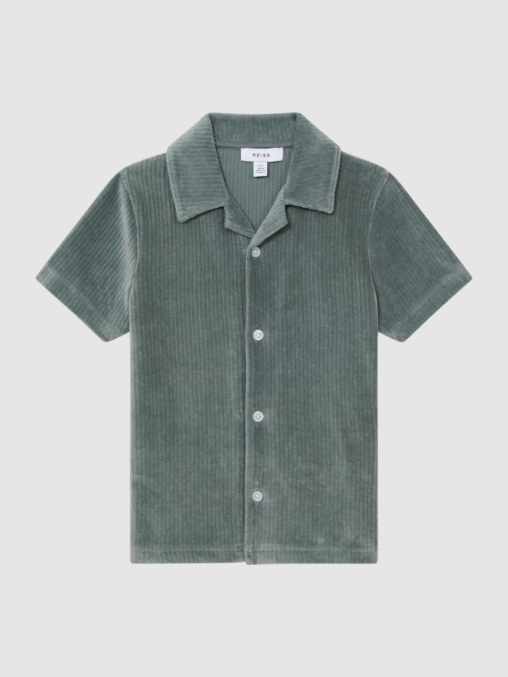Reiss Co-Ords | Santal Cuban Collar Ribbed Textured Shirt Sage - Children