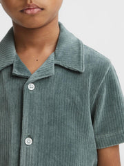 Reiss Co-Ords | Santal Cuban Collar Ribbed Textured Shirt Sage - Children