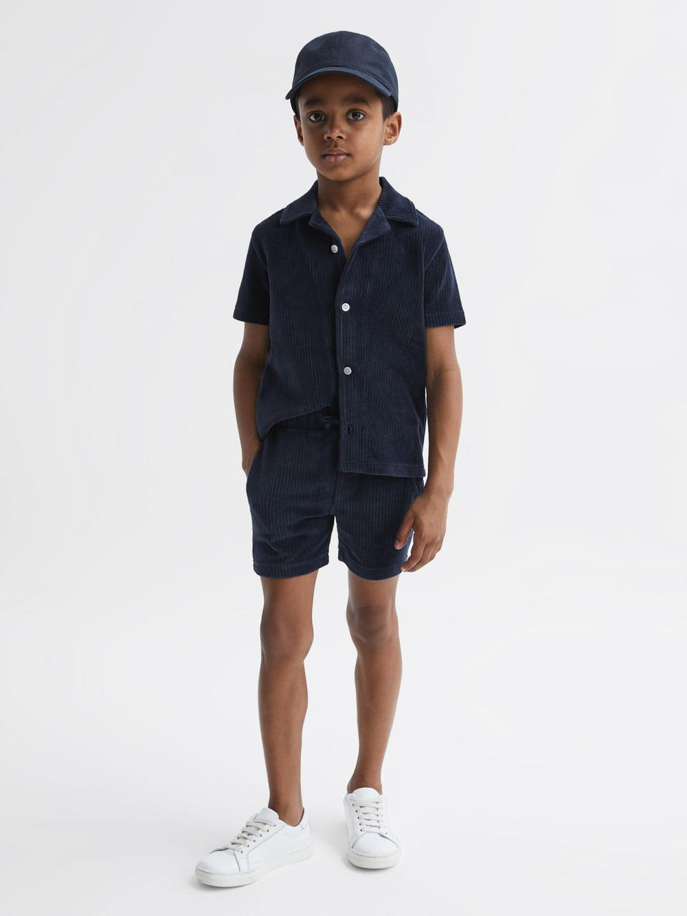 Reiss Co-Ords | Tortuga Ribbed Chenille Drawstring Shorts Navy - Children