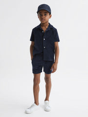 Reiss Co-Ords | Tortuga Ribbed Chenille Drawstring Shorts Navy - Children