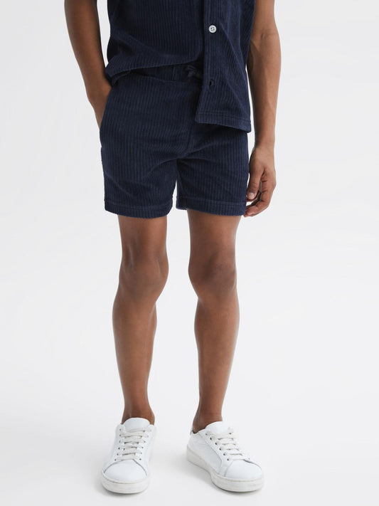 Reiss Co-Ords | Tortuga Ribbed Chenille Drawstring Shorts Navy - Children