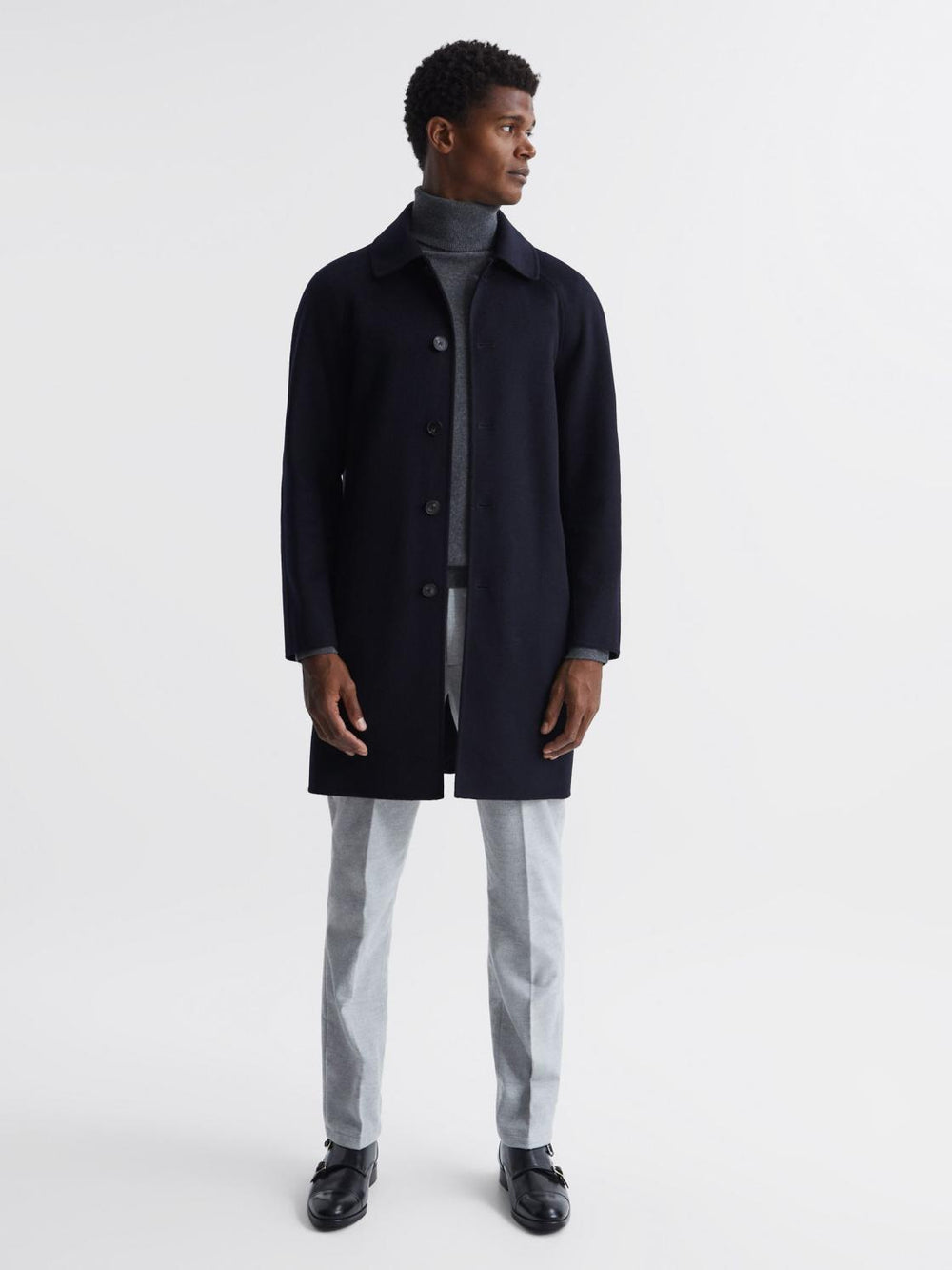 Reiss Coats & Jackets | Adventurer Raglan Sleeve Overcoat Navy - Men