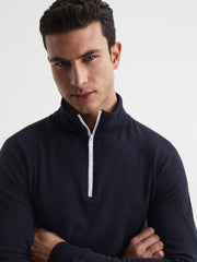 Reiss Coats & Jackets | Affleck Golf Stretch Merino Zip Neck Jumper Navy - Men