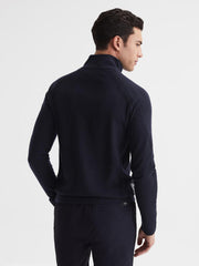 Reiss Coats & Jackets | Affleck Golf Stretch Merino Zip Neck Jumper Navy - Men