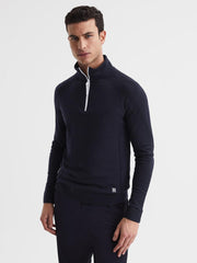 Reiss Coats & Jackets | Affleck Golf Stretch Merino Zip Neck Jumper Navy - Men