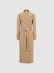 Reiss Coats & Jackets | Agnes Belted Blindseam Wool Longline Coat Camel - Women