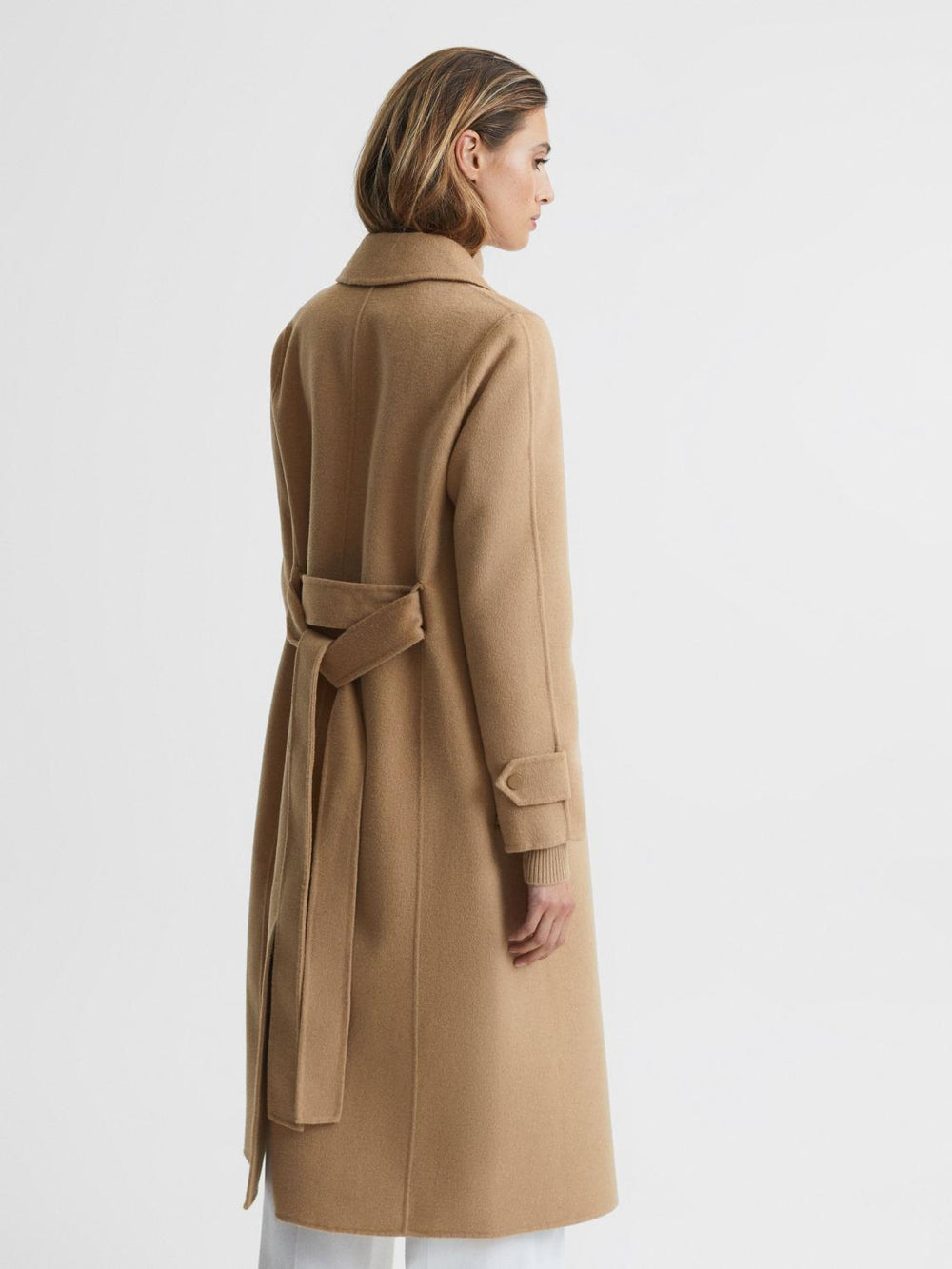 Reiss Coats & Jackets | Agnes Belted Blindseam Wool Longline Coat Camel - Women