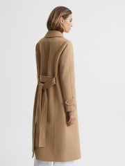 Reiss Coats & Jackets | Agnes Belted Blindseam Wool Longline Coat Camel - Women