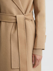 Reiss Coats & Jackets | Agnes Belted Blindseam Wool Longline Coat Camel - Women
