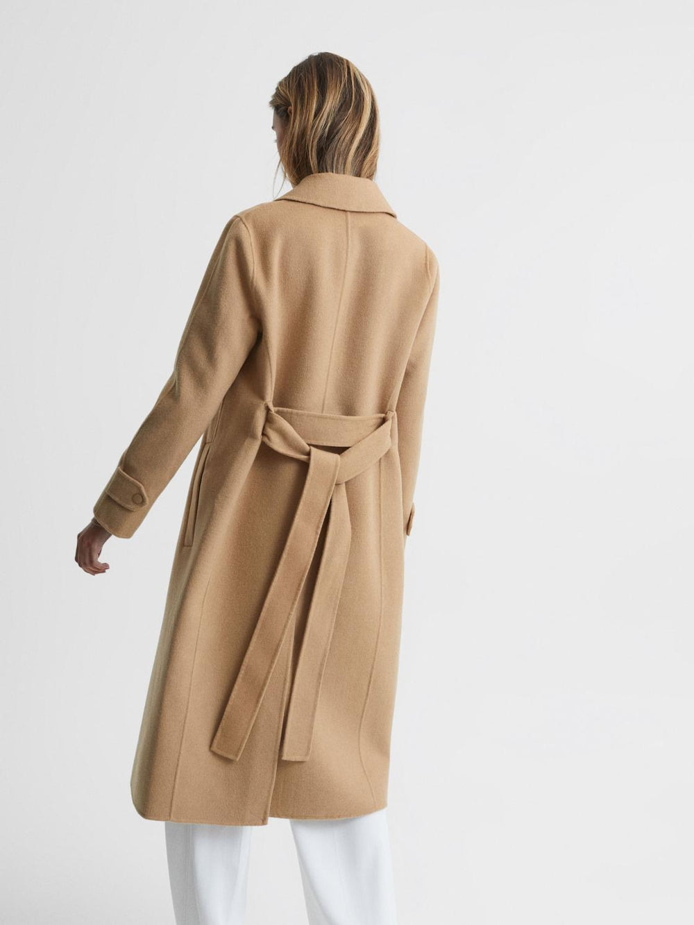 Reiss Coats & Jackets | Agnes Belted Blindseam Wool Longline Coat Camel - Women