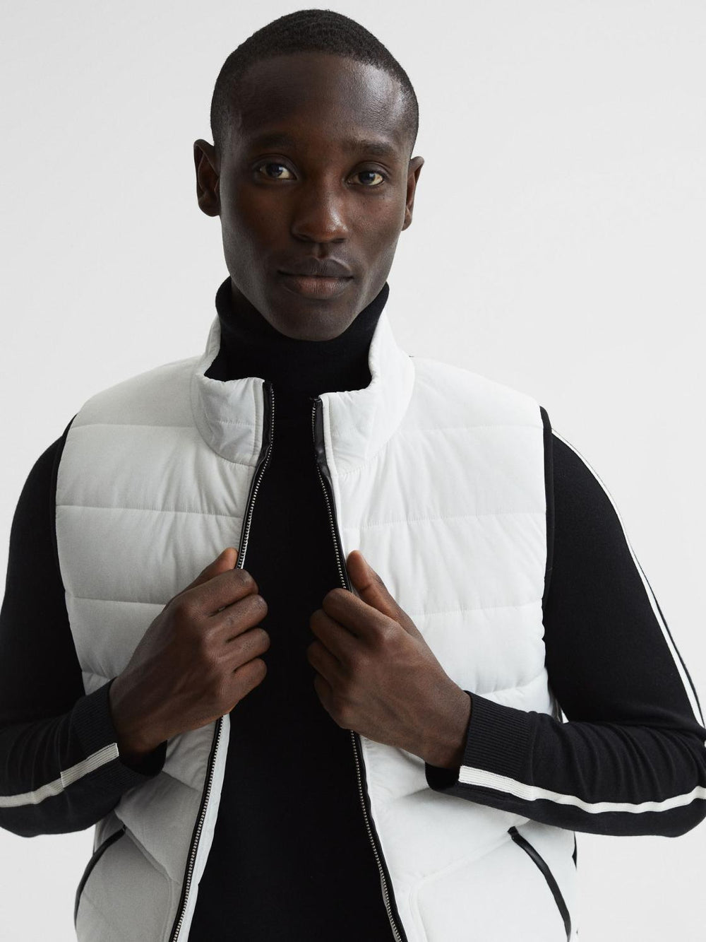 Reiss Coats & Jackets | Ascot Hybrid Funnel Neck Gilet White - Men