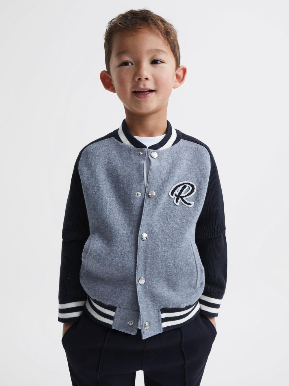 Reiss Coats & Jackets | Belsize Varsity Bomber Jacket Blue Melange - Children