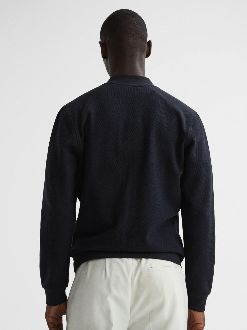 Reiss Coats & Jackets | Bolton Slim Fit Zip Through Textured Jacket Navy - Men