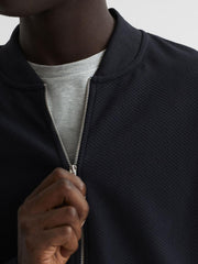 Reiss Coats & Jackets | Bolton Slim Fit Zip Through Textured Jacket Navy - Men