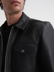 Reiss Coats & Jackets | Carp Leather Zip Through Jacket Black - Men