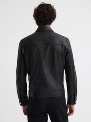 Reiss Coats & Jackets | Carp Leather Zip Through Jacket Black - Men