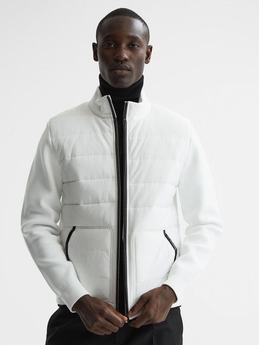 Reiss Coats & Jackets | Chiltern Hybrid Funnel Neck Jacket White - Men