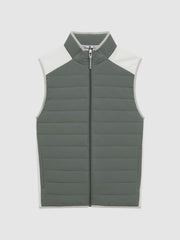 Reiss Coats & Jackets | Clubhouse Funnel Neck Hybrid Quilted Gilet Sage/white - Men