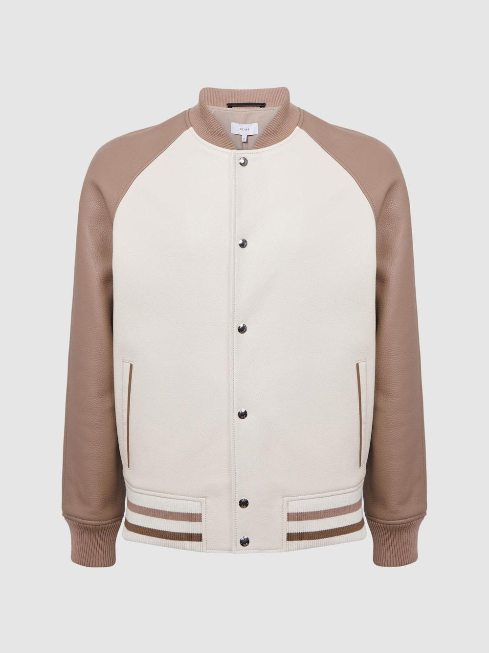 Reiss Coats & Jackets | Cortez Leather Bomber Jacket Ecru/taupe - Men
