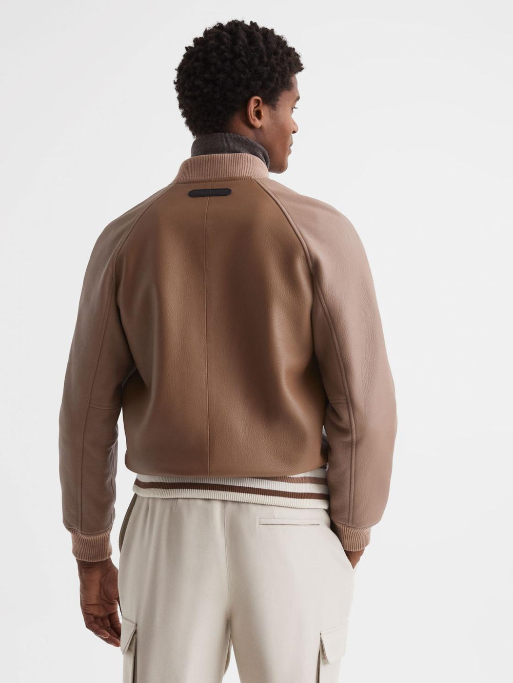 Reiss Coats & Jackets | Cortez Leather Bomber Jacket Ecru/taupe - Men