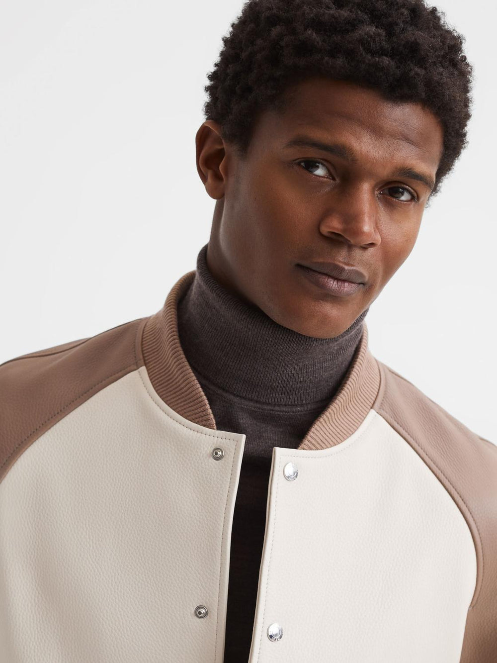 Reiss Coats & Jackets | Cortez Leather Bomber Jacket Ecru/taupe - Men