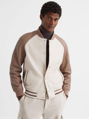 Reiss Coats & Jackets | Cortez Leather Bomber Jacket Ecru/taupe - Men