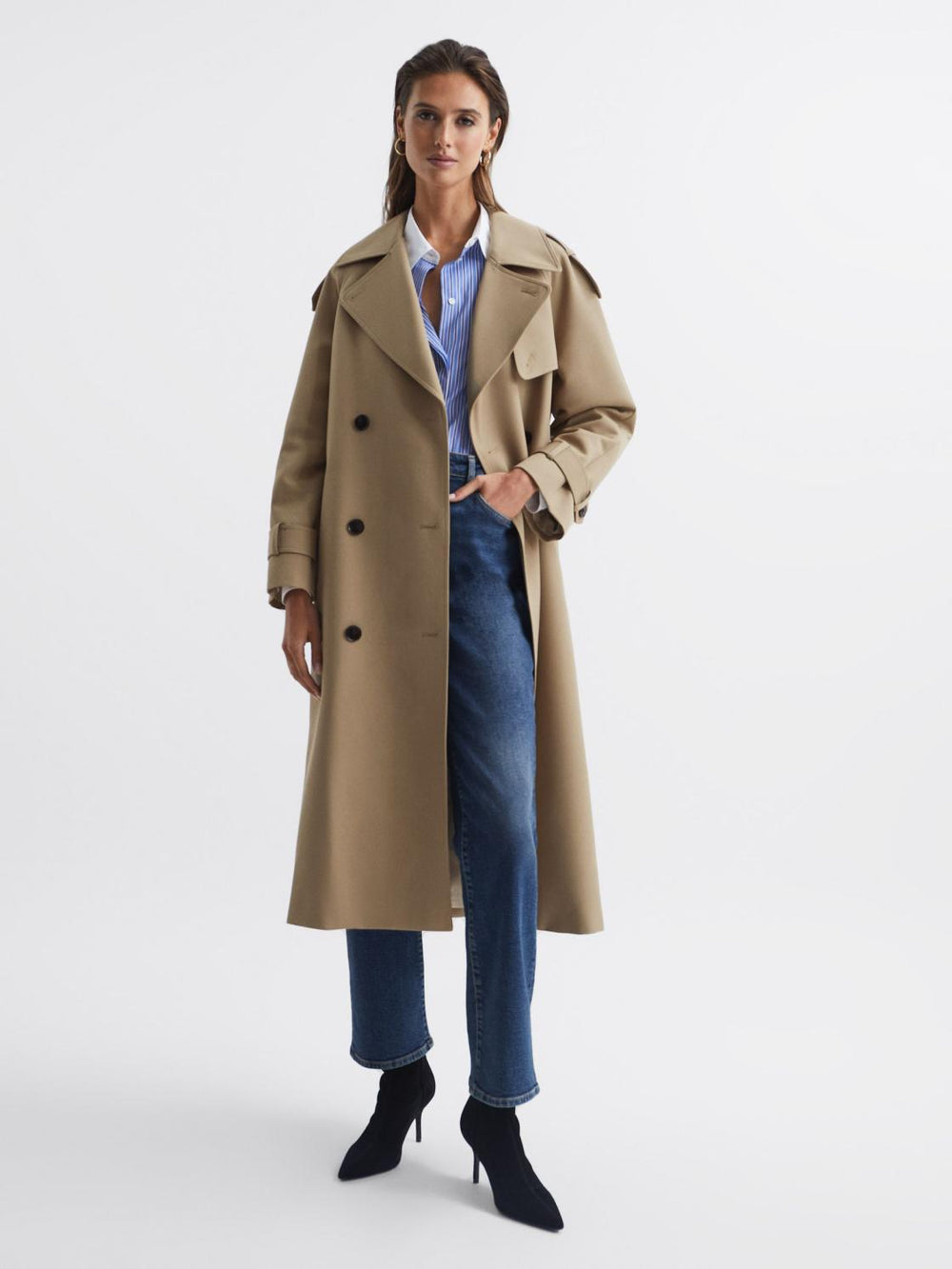 Reiss Coats & Jackets | Daria Wool Trench Coat Stone - Women