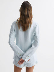 Reiss Coats & Jackets | Dawson Paige Double Breasted Linen Blend Blazer Ice Flow - Women