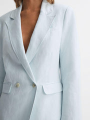 Reiss Coats & Jackets | Dawson Paige Double Breasted Linen Blend Blazer Ice Flow - Women