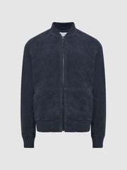 Reiss Coats & Jackets | Dilan Suede Zip Through Bomber Jacket Denim Blue - Men