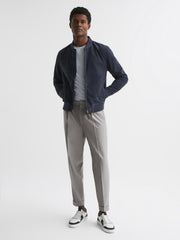 Reiss Coats & Jackets | Dilan Suede Zip Through Bomber Jacket Denim Blue - Men