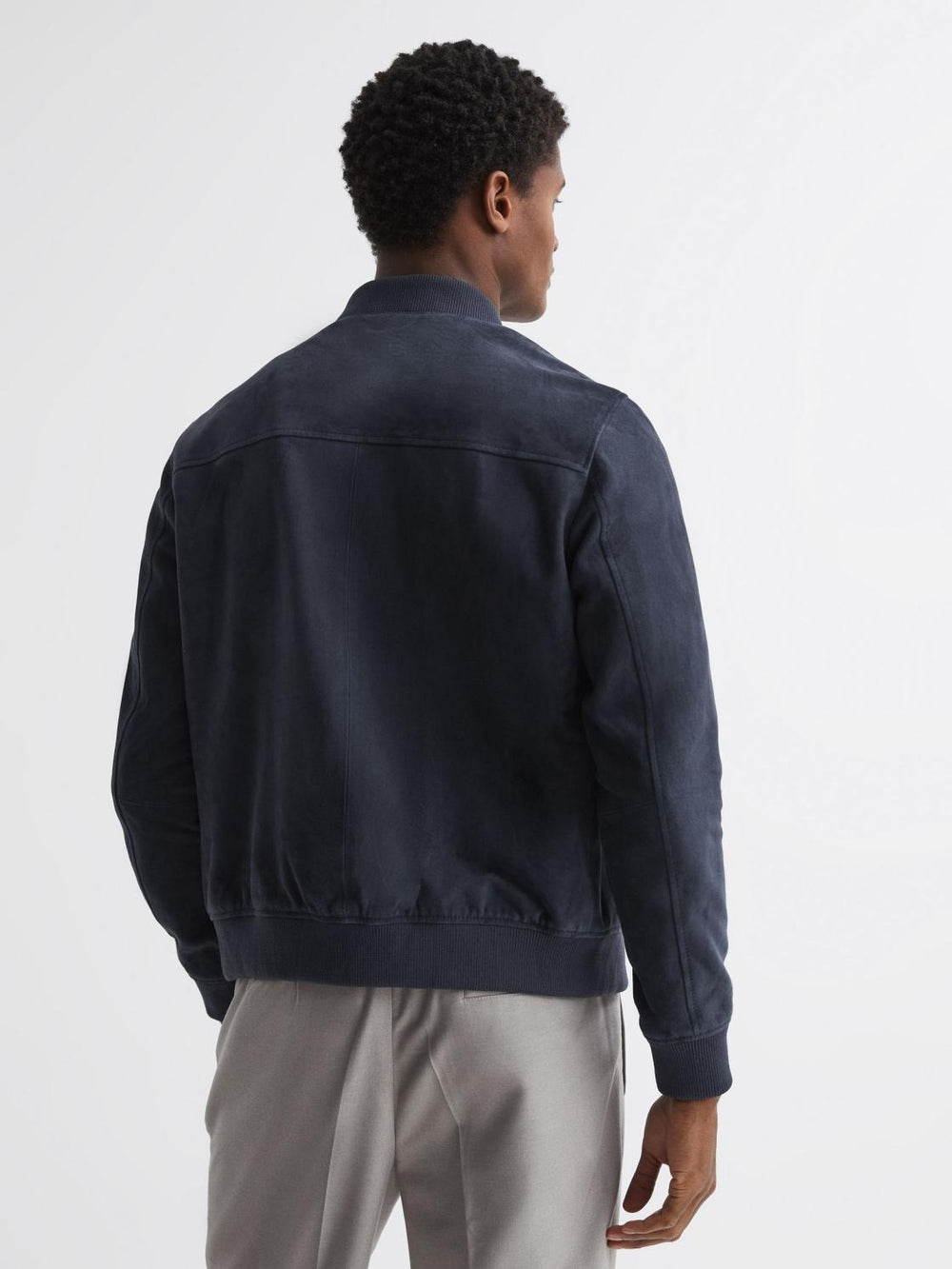 Reiss Coats & Jackets | Dilan Suede Zip Through Bomber Jacket Denim Blue - Men