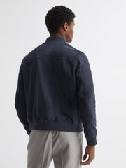 Reiss Coats & Jackets | Dilan Suede Zip Through Bomber Jacket Denim Blue - Men