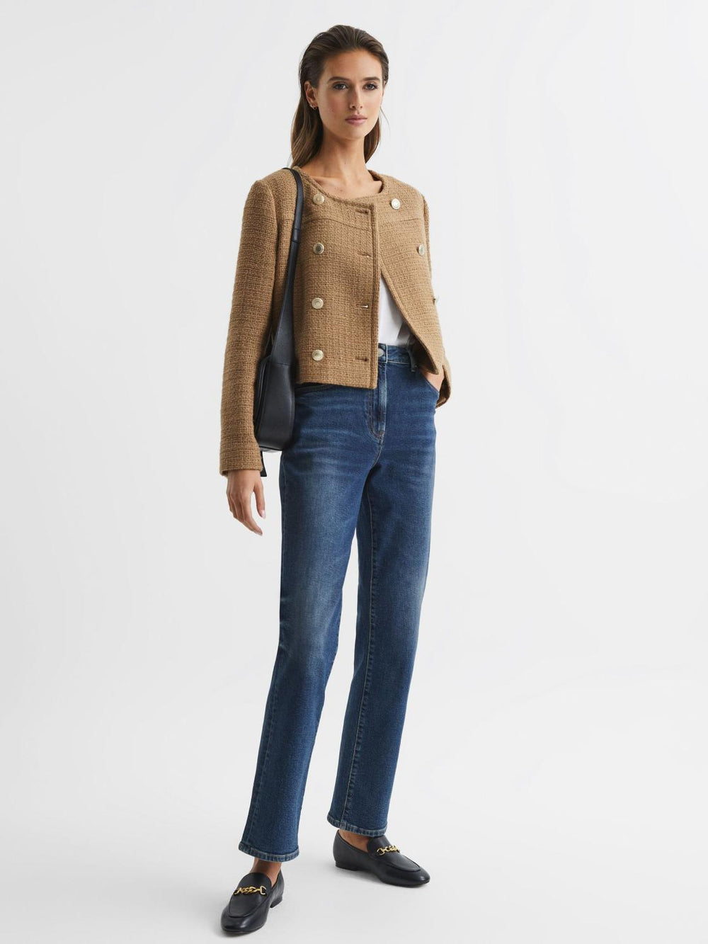 Reiss Coats & Jackets | Esmie Cropped Double Breasted Jacket Camel - Women
