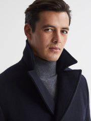 Reiss Coats & Jackets | Fall Double Breasted Wool Blend Military Overcoat Navy - Men