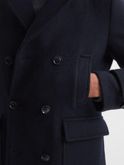 Reiss Coats & Jackets | Fall Double Breasted Wool Blend Military Overcoat Navy - Men