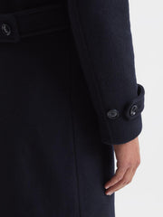 Reiss Coats & Jackets | Fall Double Breasted Wool Blend Military Overcoat Navy - Men